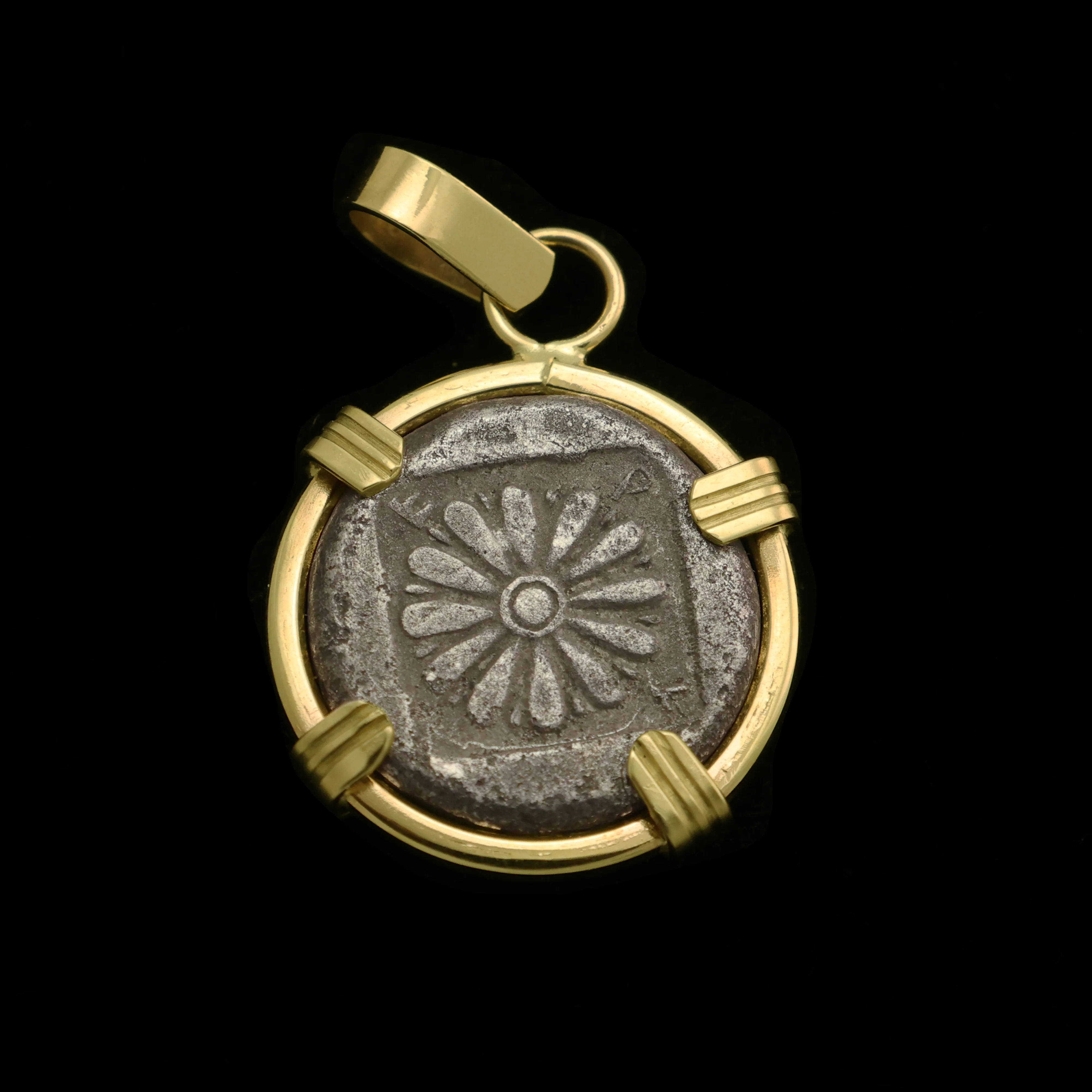 Ancient Greek Flower Coin Pendant