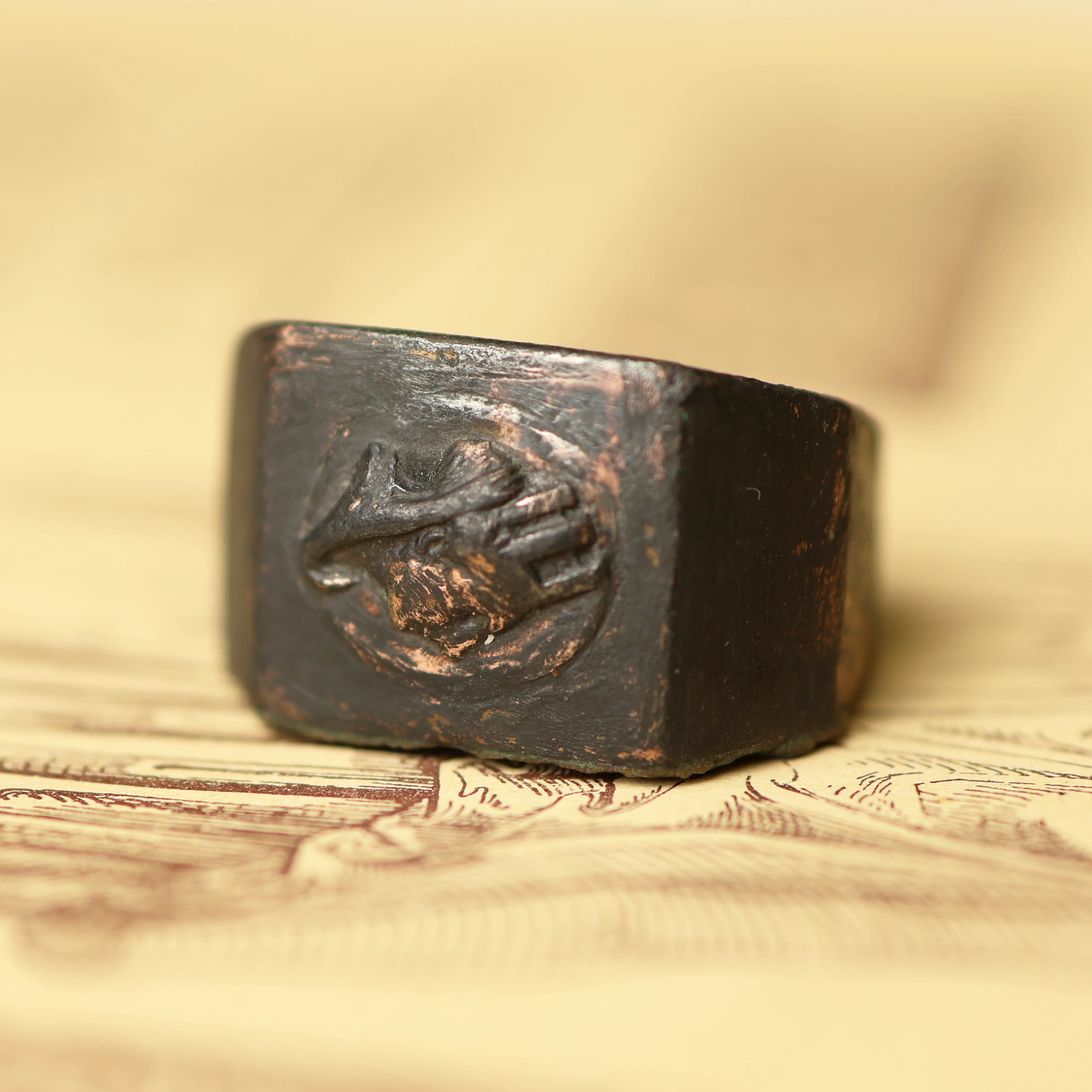 Roman Bronze Ring with Bust of Tyche/Fortuna